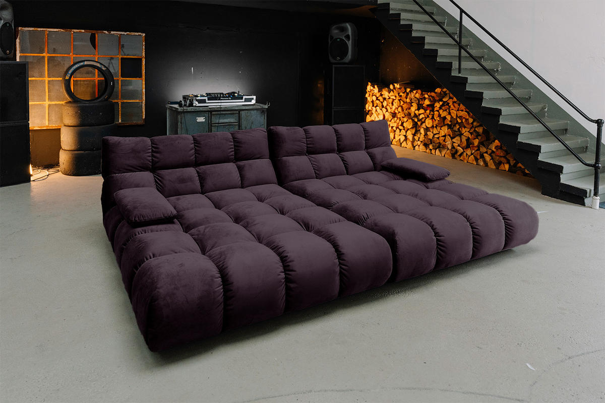 BIG SOFA VIVIEN Violett Velvet - Violett/Schwarz, Kunststoff/Textil (296/85/178cm) - KAWOLA