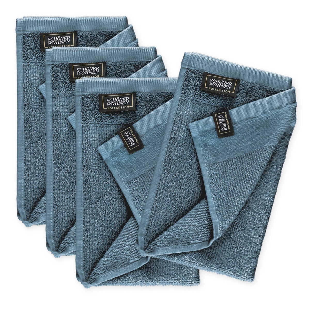 GÄSTEHANDTUCH 4ER SET AUS 100 % BAUMWOLLE SENSE - Blau, Textil (30/50cm) - Schöner Wohnen