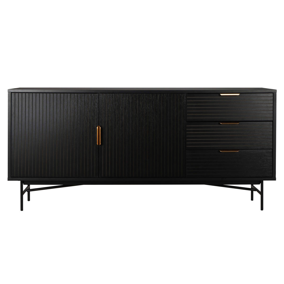 SIDEBOARD, Schwarz - Schwarz, Holz (40/75/160cm) - Oviala