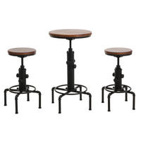 BARTISCH-SET rund Braun 3er-Set - Braun, Holz (40/104/40cm) - MCW