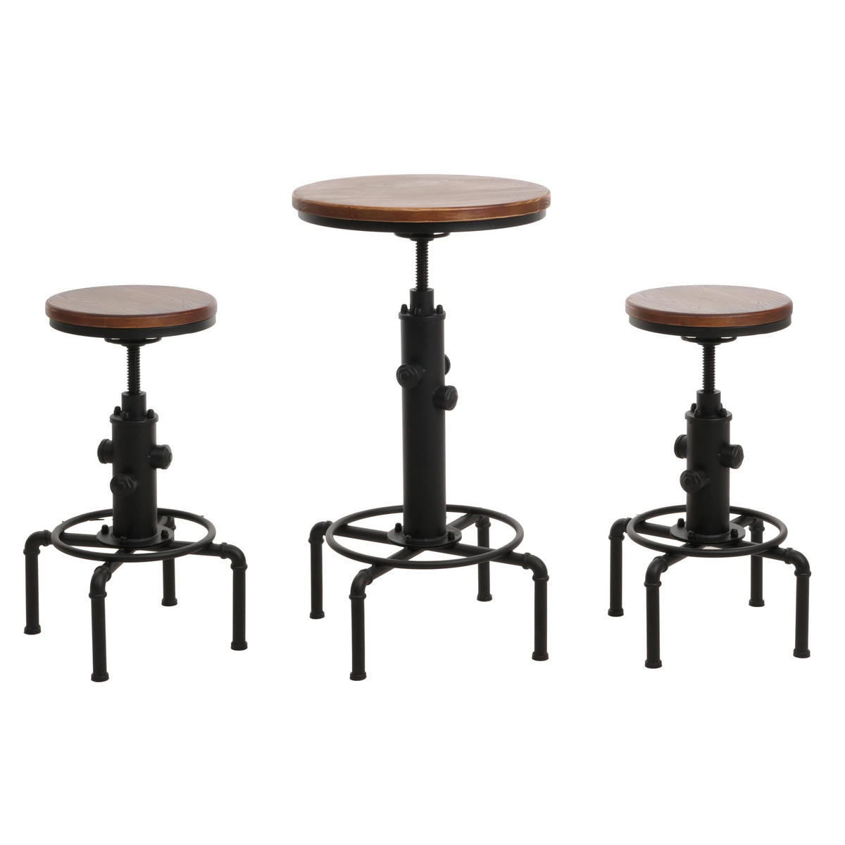 BARTISCH-SET rund Braun 3er-Set - Braun, Holz (40/104/40cm) - MCW