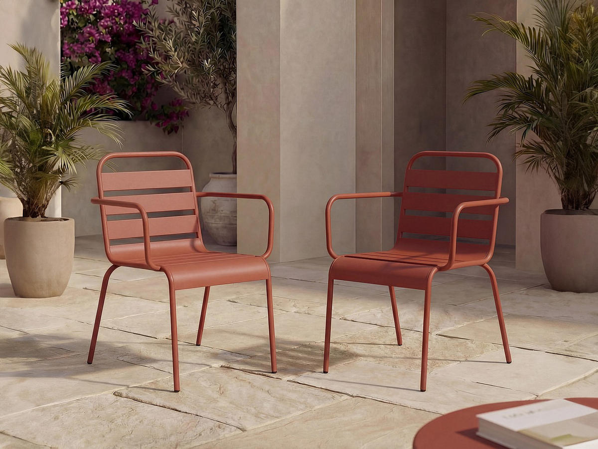 GARTENSTUHL - 56 cmcm x 59 cmcm - Metall - Terracotta - MIRMANDE - Terracotta, Metall (56/79/59cm) - Vente-Unique