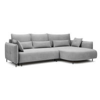 ECKSOFA Oblivio Grau Velours - Schwarz/Grau, Textil/Metall (285/200cm) - Selsey