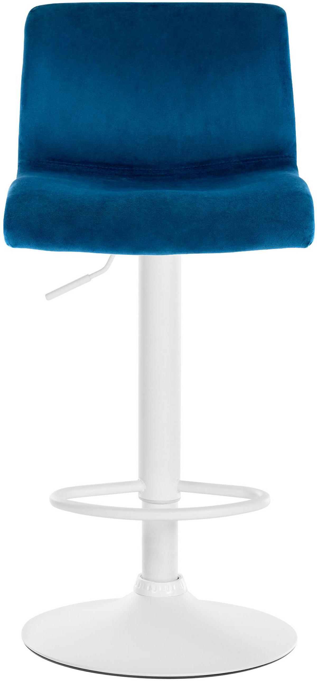 BARHOCKER Pesan Samt Blau Weiß - Blau, Textil/Metall (39/83/36cm) - DELUKE