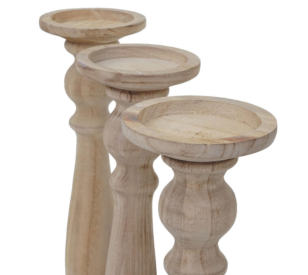 KERZENSTÄNDER 3ER-SET Beige 3-er Set-Set - Beige, Holz (12/35/12cm) - MCW