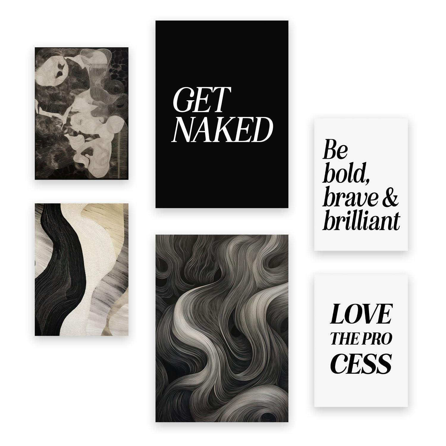 POSTER Set Mit 6 Monochromes Zitat In Vielseitiger Stil A3 & A4 Rahmenlos - Klar, Papier (29/3cm) - Nacnic