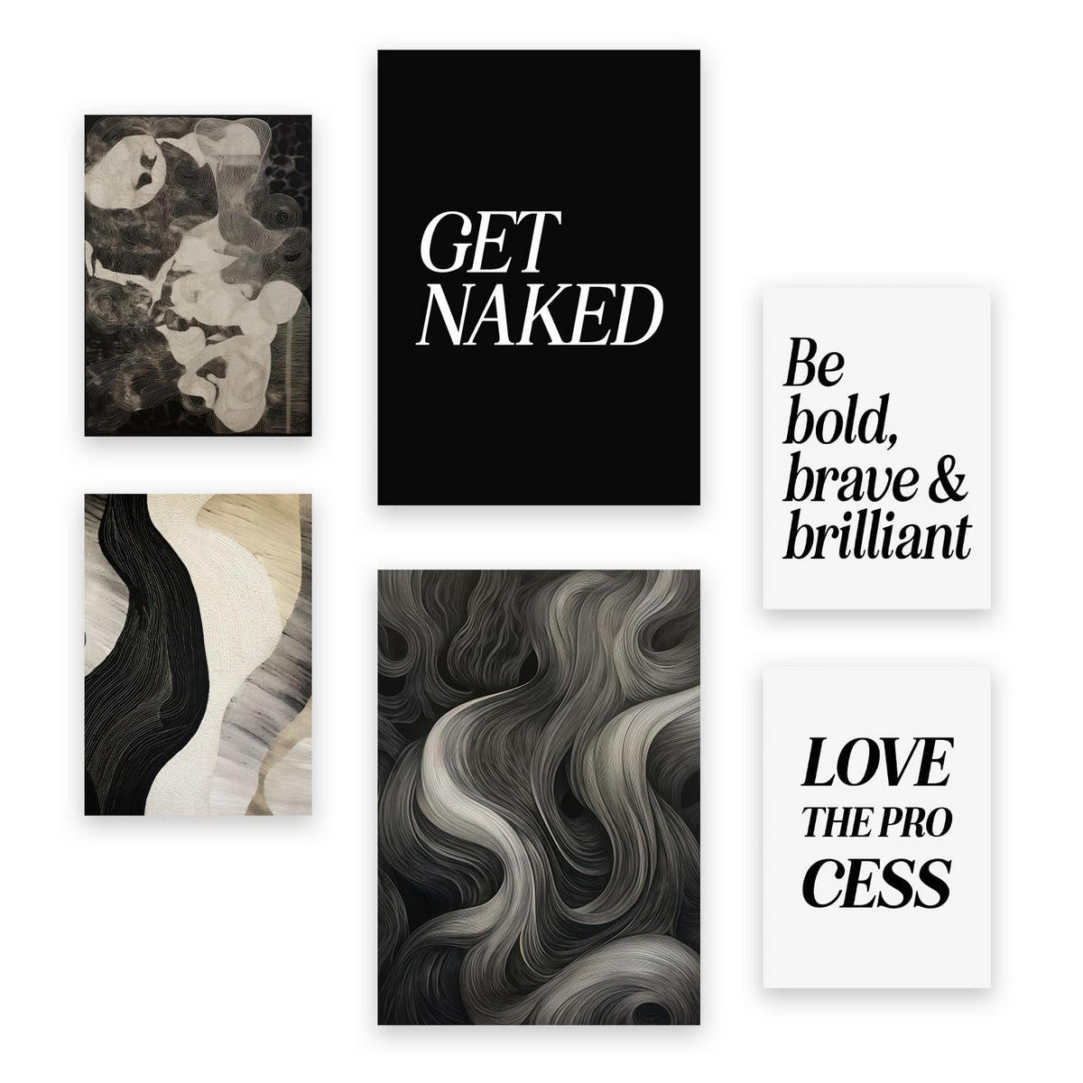POSTER Set Mit 6 Monochromes Zitat In Vielseitiger Stil A3 & A4 Rahmenlos - Klar, Papier (29/3cm) - Nacnic