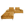 SOFA MIT HOCKER WIOLO Rotbraun Velvet - Cognac/Silberfarben, Textil (220/80/240cm) - KAWOLA