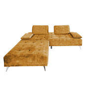SOFA MIT HOCKER WIOLO Rotbraun Velvet - Cognac/Silberfarben, Textil (220/80/240cm) - KAWOLA