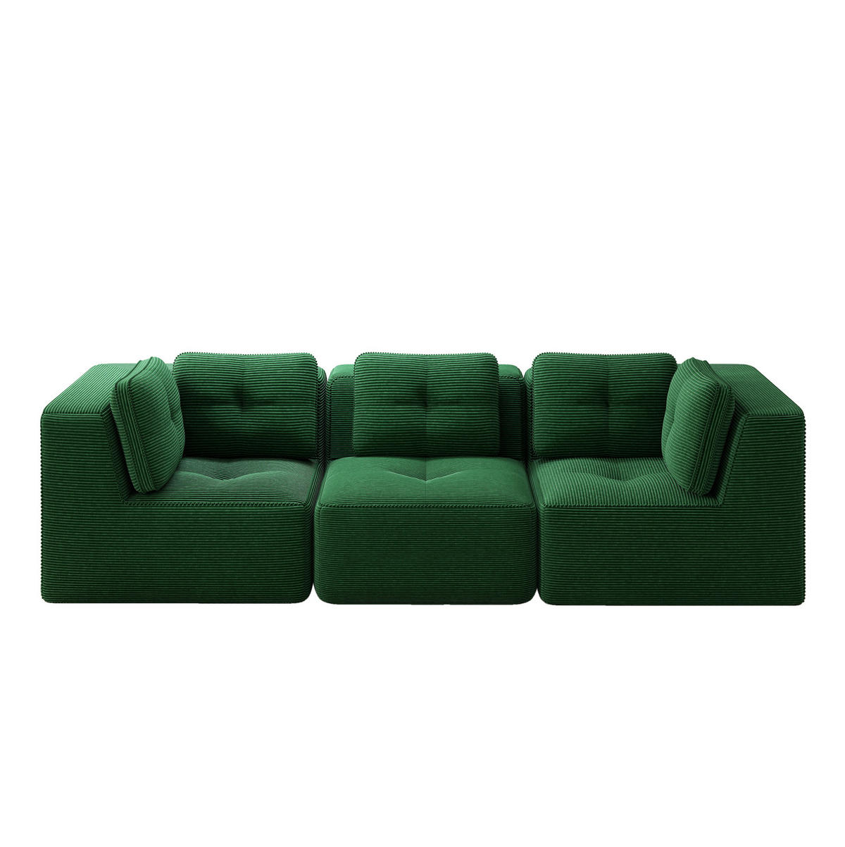 ECKSOFA 297/104/69 cm grün aus Cord mit 74 cm Sitztiefe und modularem Design - Grün, Textil (104/297cm) - OKWISH