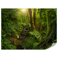 FOTOTAPETE für Wohnzimmer Wilder Dschungel Exotische Bäume Blätter 450x315 - Gelb/Braun, Papier (450/315cm) - Muralo