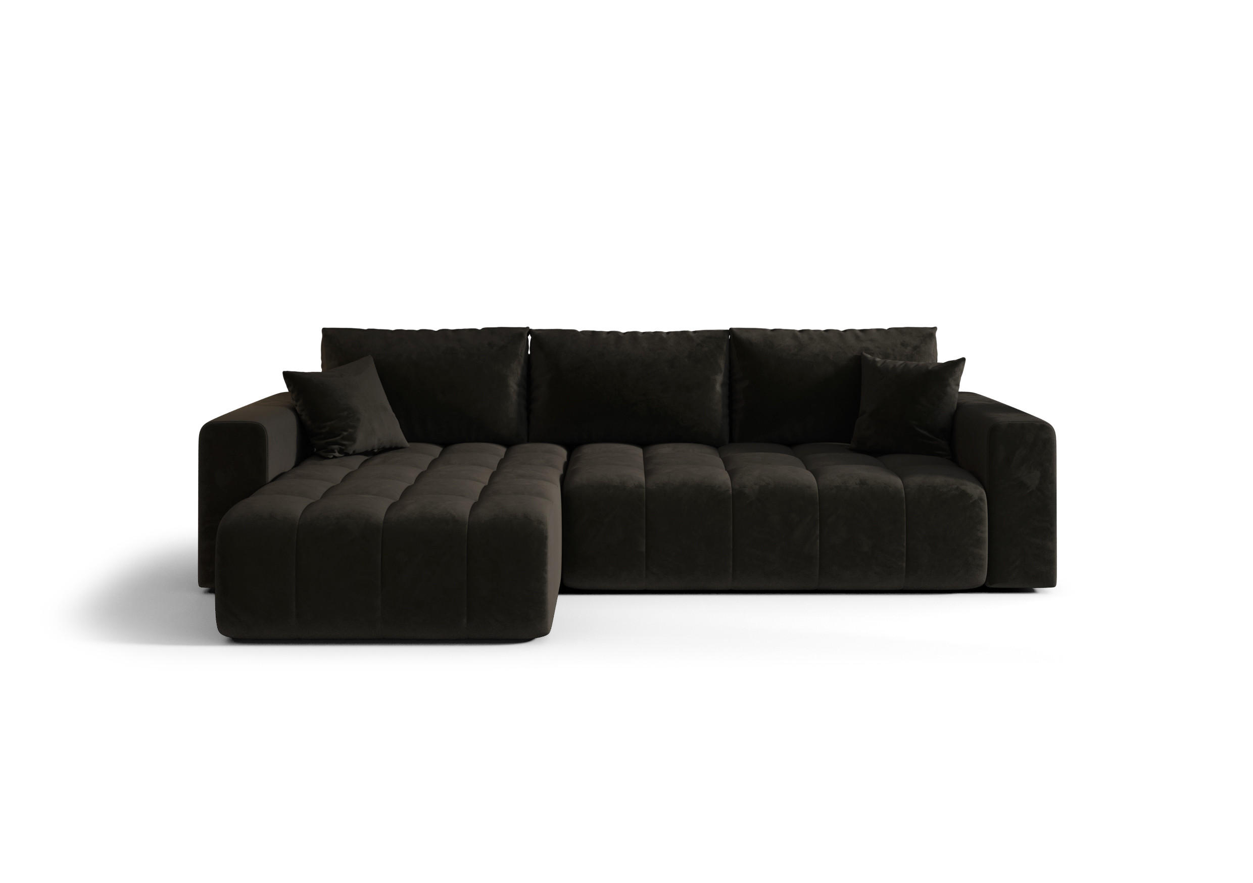 ECKSOFA mit Schlaffunktion MILO L Monolith 95 Links - Schwarz, Textil (280/175cm) - Bedante