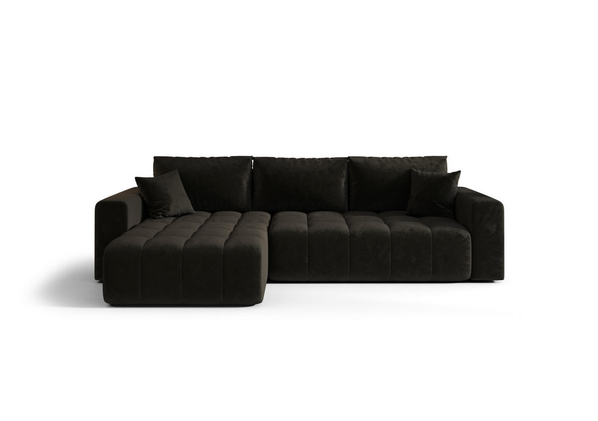 ECKSOFA mit Schlaffunktion MILO L Monolith 95 Links - Schwarz, Textil (280/175cm) - Bedante