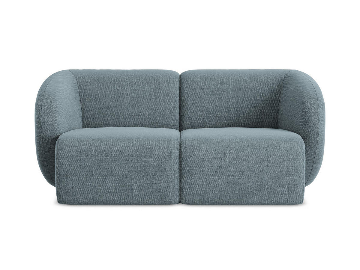 2-SITZER-SOFA Bouclé Stoff Blau - Blaugrau/Schwarz, Holzwerkstoff/Kunststoff (174/75/94cm) - Makamii