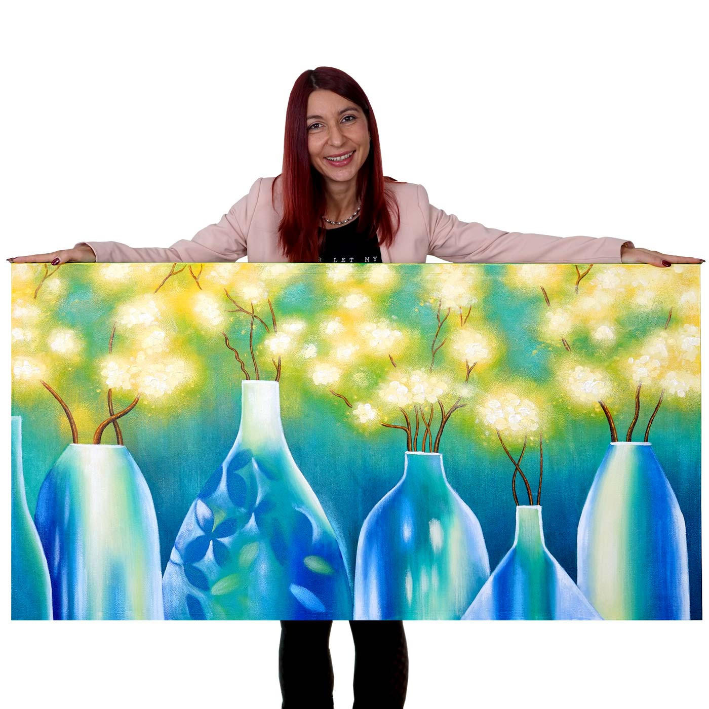 ÖLGEMÄLDE VASEN HANDGEMALT Mehrfarbig - Multicolor, Textil (135/70cm) - MCW