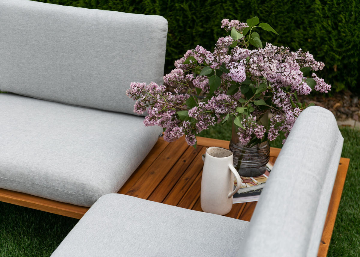 GARTENSET Campionna Grau aus Akazienholz - Grau, Holz/Textil - Selsey