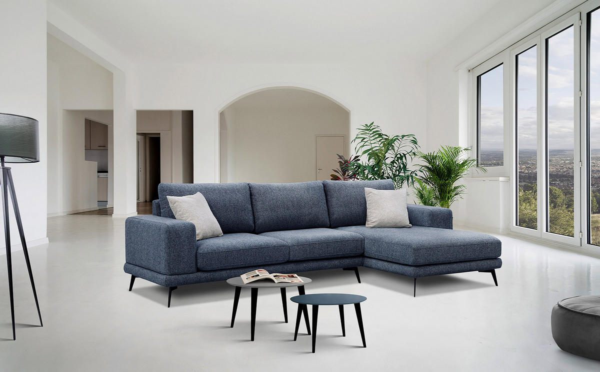 ECKSOFA MEDIOLANE 4-Sitzer, dunkelblau - Dunkelblau, Holzwerkstoff/Textil (282/219cm) - Courtois Laville