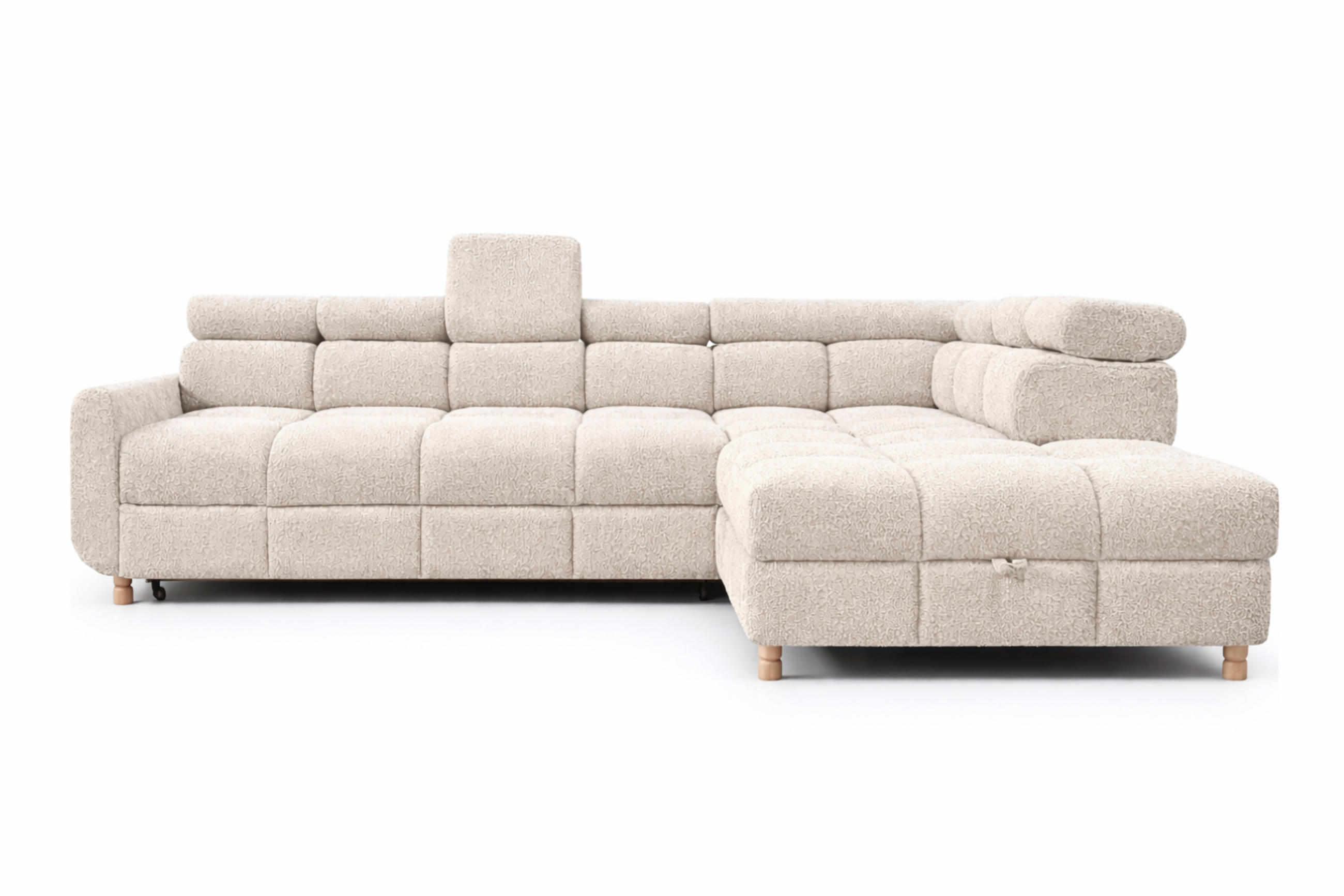 ECKSOFA - BUN - Hellbeige - Arena 1 - Rechts - Creme, Holzwerkstoff (276/209cm) - Möblo