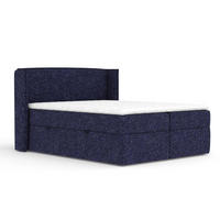 BOXBETT Skyline Marineblau 180/200 cm mit Matratze und Topper - Schwarz/Dunkelblau, Holz/Holzwerkstoff (180/200cm) - Maison de Reve