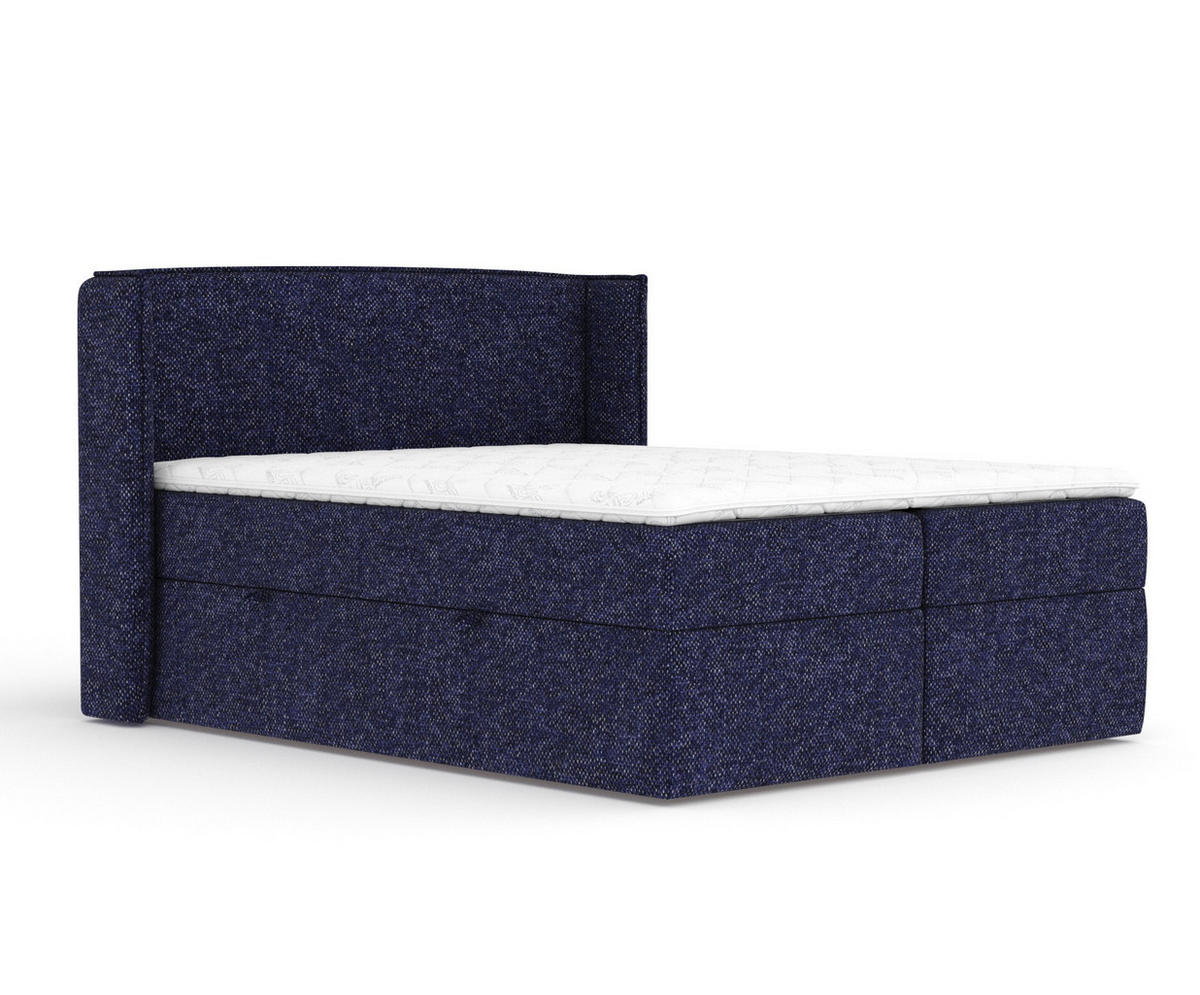 BOXBETT Skyline Marineblau 180/200 cm mit Matratze und Topper - Schwarz/Dunkelblau, Holz/Holzwerkstoff (180/200cm) - Maison de Reve