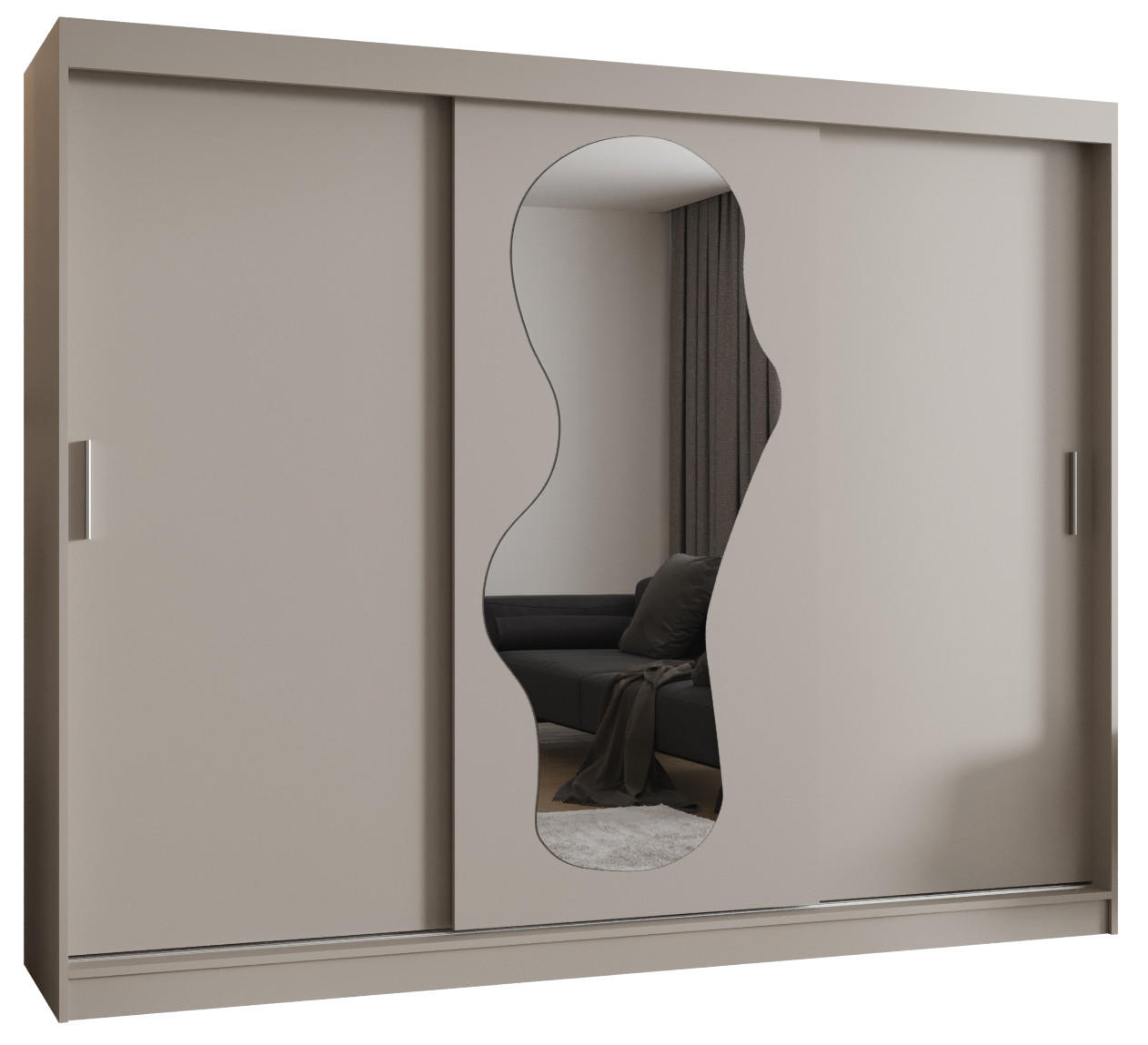 SCHWEBETÜRENSCHRANK 200/250/62 3-türig - Kaschmir/Silberfarben, Holz (250/200/62cm) - MÖBEL KRYSPOL