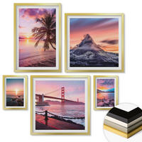 WANDBILDER 5er Set - 50x50 cm & 20x30 cm & 40x60 cm Goldrahmen - Rosen, Champagner, Marmor, Pastell - Goldfarben, Kunststoff (40/60cm) - ArtPrintCave