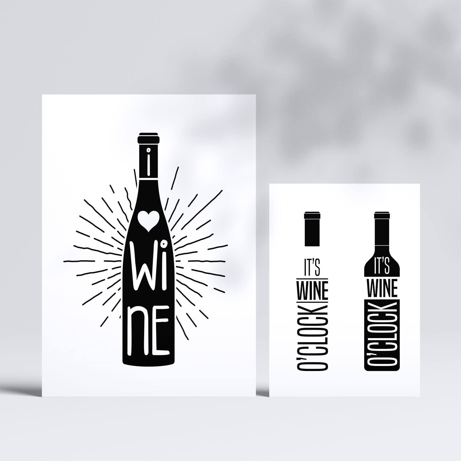 POSTER Set Mit 6 Wein Kaffee & Getränken Im Werbetafel Illustrationen A3 & A4 Rahmenlos - Klar, Papier (29/3cm) - Nacnic