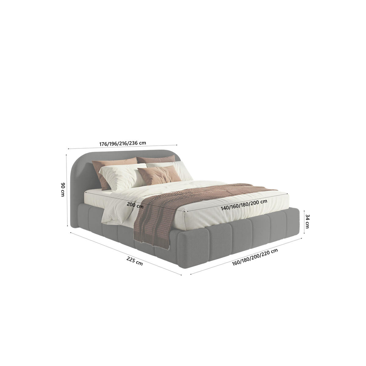 POLSTERBETT Yazoo 180x200 cm, Anthrazit - Anthrazit, Textil (180/200cm) - Fedve