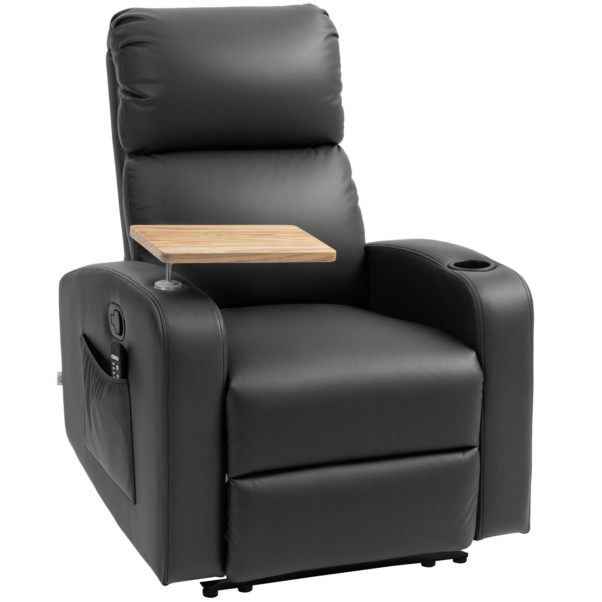 RELAXSESSEL Massagesessel Fernsehsessel mit Massagefunktion, Drehbarer Tisch - Schwarz, Metall (93/105/77cm) - HOMCOM