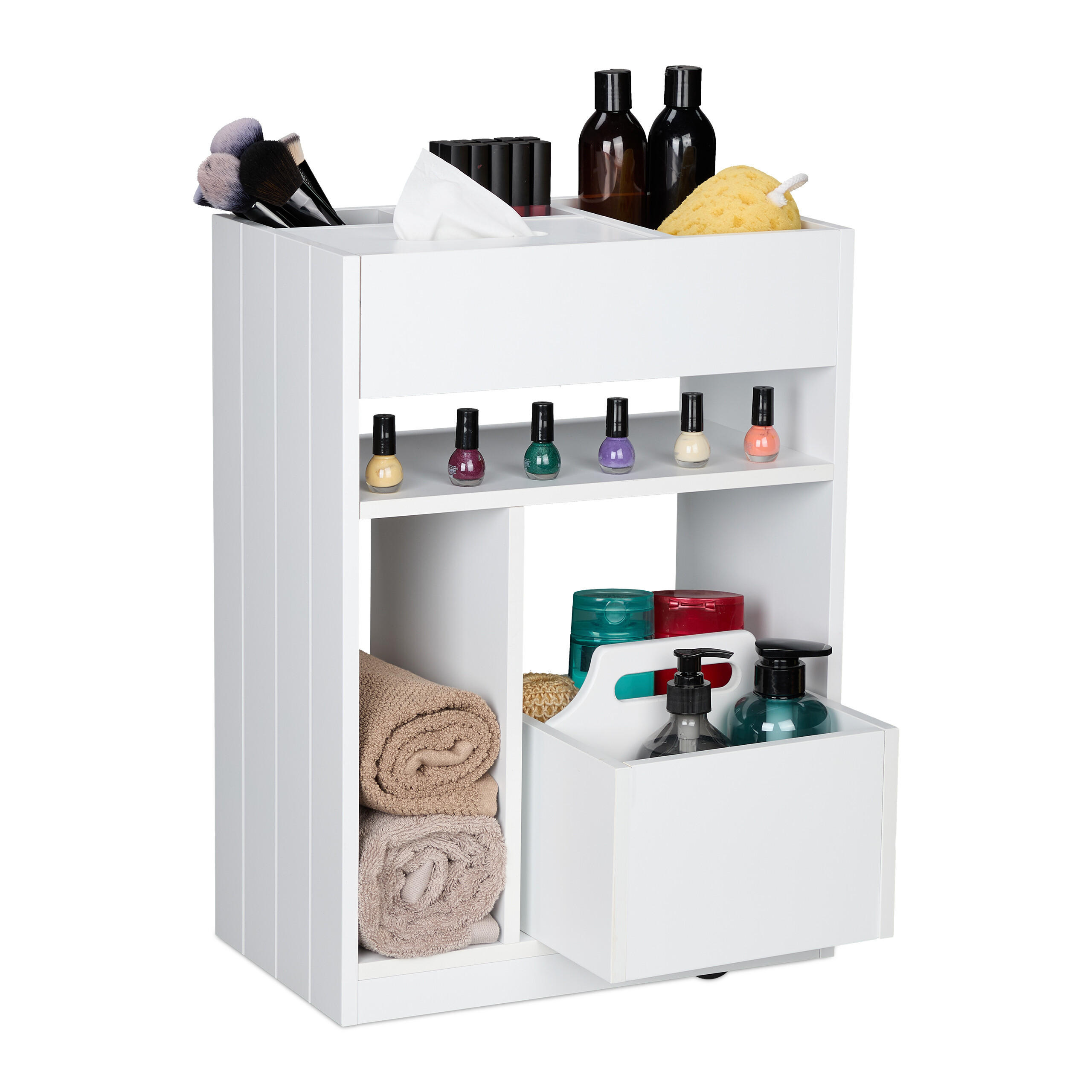 CĂRUCIOR Alb MDF cu roți 55 cm