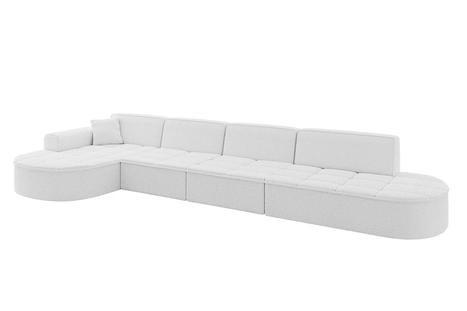 ECKSOFA Ottomane Links TARO-L3 - 413x171x79,5 cm Weiß - Weiß, Holzwerkstoff/Textil (413/171cm) - ALTDECOR