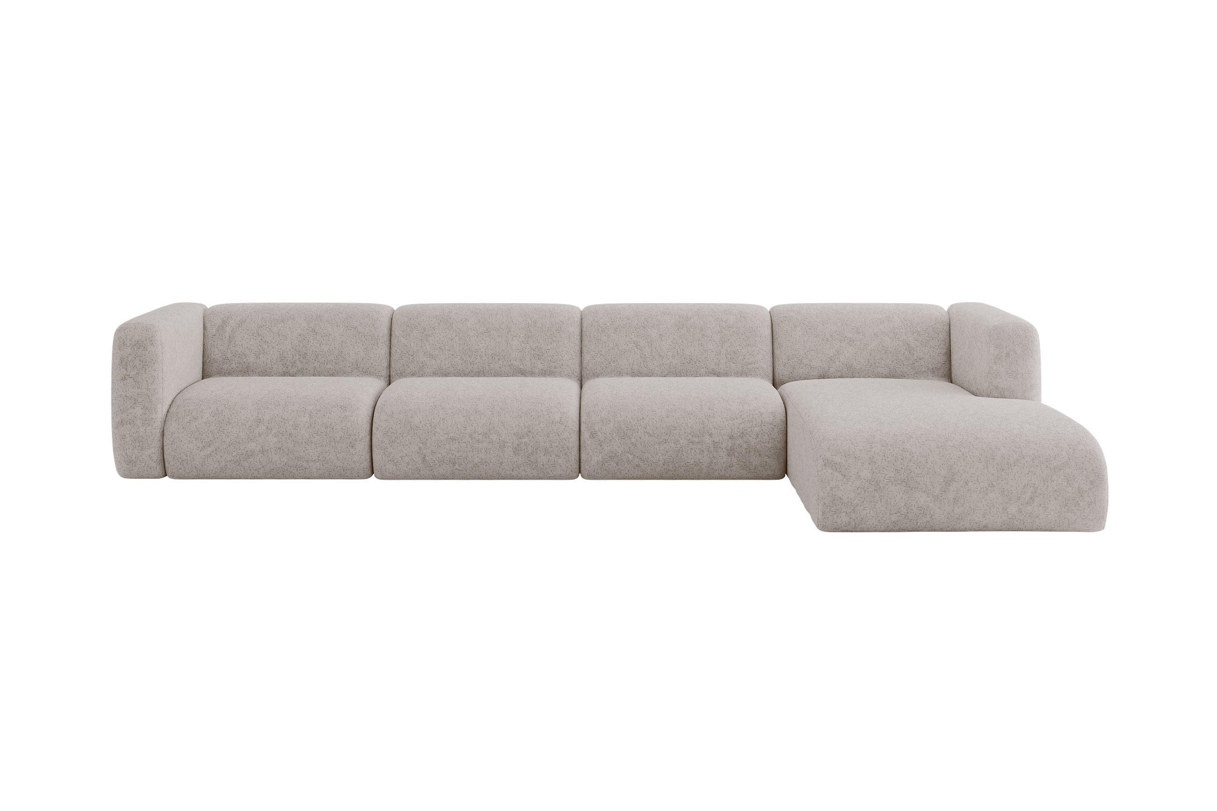 ECKSOFA Ottomane Rechts MIRA-L3 409x179x70 Hellgrau Velours - Hellgrau/Schwarz, Holzwerkstoff/Kunststoff (409/179cm) - ALTDECOR