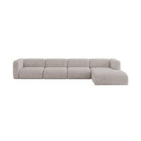 ECKSOFA Ottomane Rechts MIRA-L3 409x179x70 Hellgrau Velours - Hellgrau/Schwarz, Holzwerkstoff/Kunststoff (409/179cm) - ALTDECOR