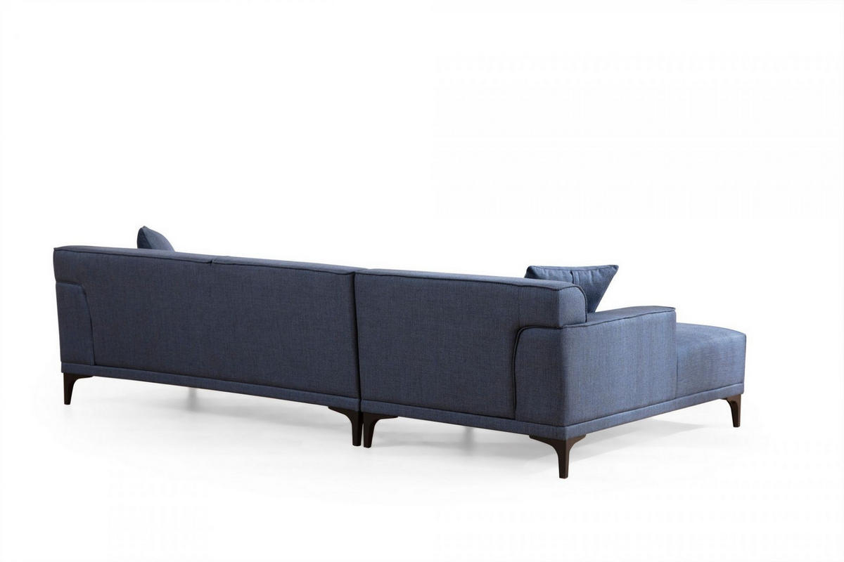 ECKSOFA modern inklusive Zierkissen - Blau/Schwarz, Holz/Kunststoff (250/145cm) - myHomelando