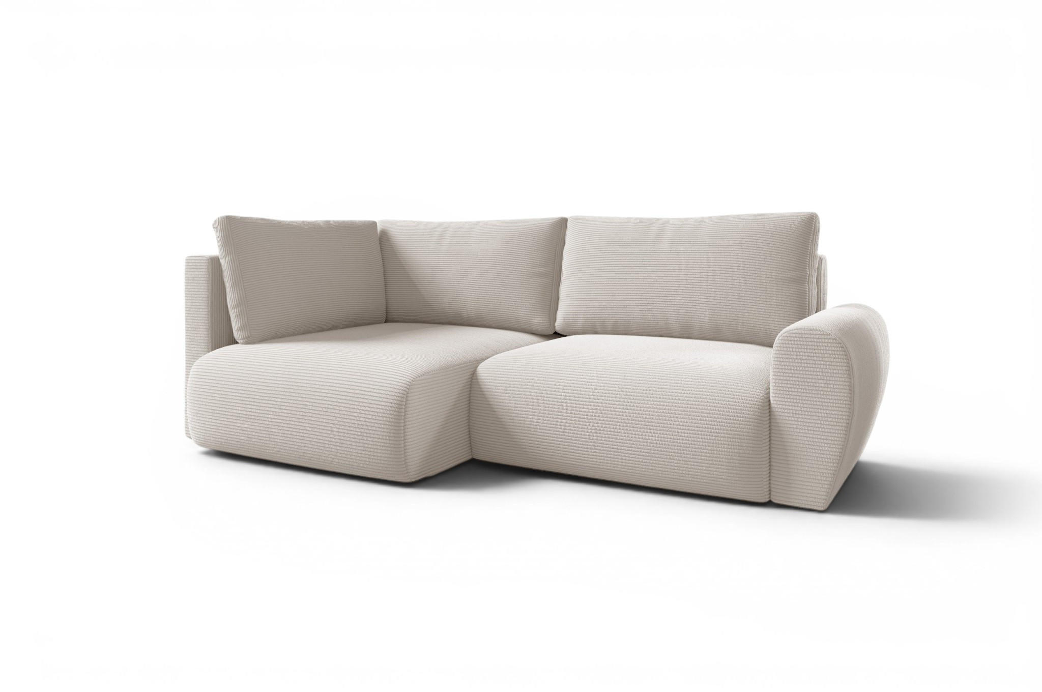 ECKSOFA Galan Mini Mit Schlaffunktion - Weiß, Holzwerkstoff/Textil (241/153cm) - Fun Möbel