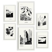 POSTER Set Mit 6 Schwarze Tintenecken Größe A3 & A4 Weißer Rahmen - Weiß, Papier (29.7/1cm) - Nacnic