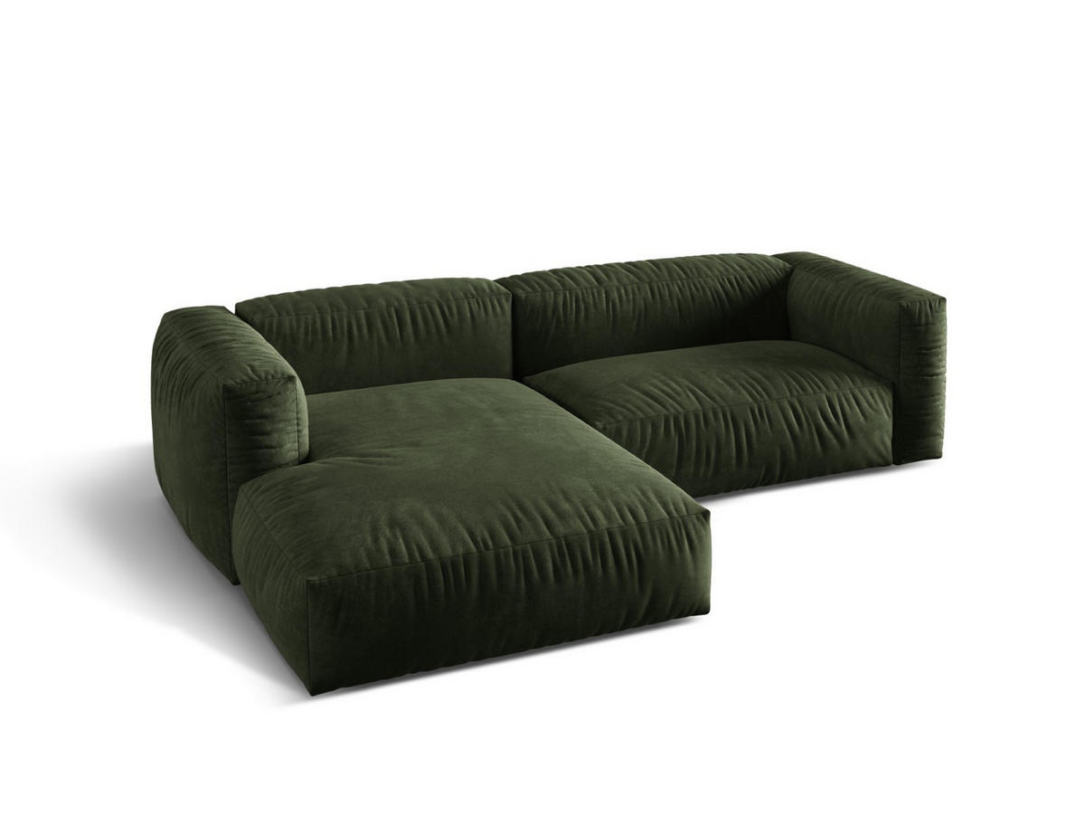 ECKSOFA modular links Martina aus Samt grün 2 Sitzplätze - Grün, Textil (176/283cm) - Micadoni