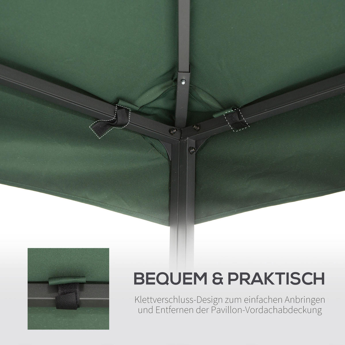 ERSATZDACH, Polyester, Dunkelgrün - Grün, Kunststoff (300/1/300cm) - Outsunny
