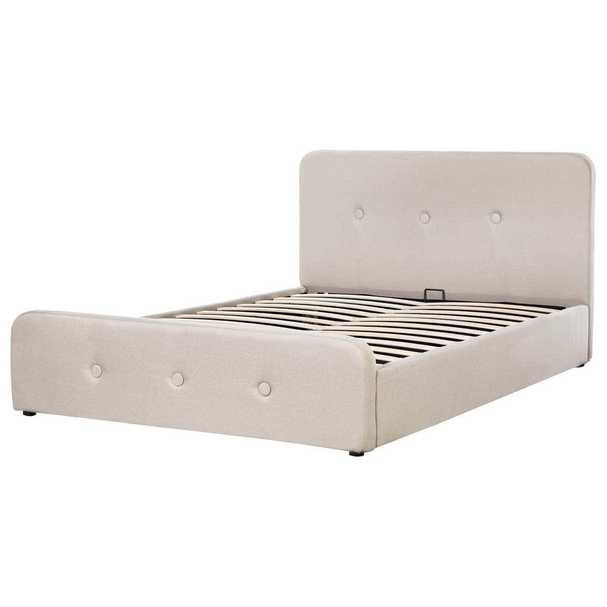 BETT mit Stauraum 160/200 cm Beige Rennes - Beige/Schwarz, Textil (160/200cm) - Beliani