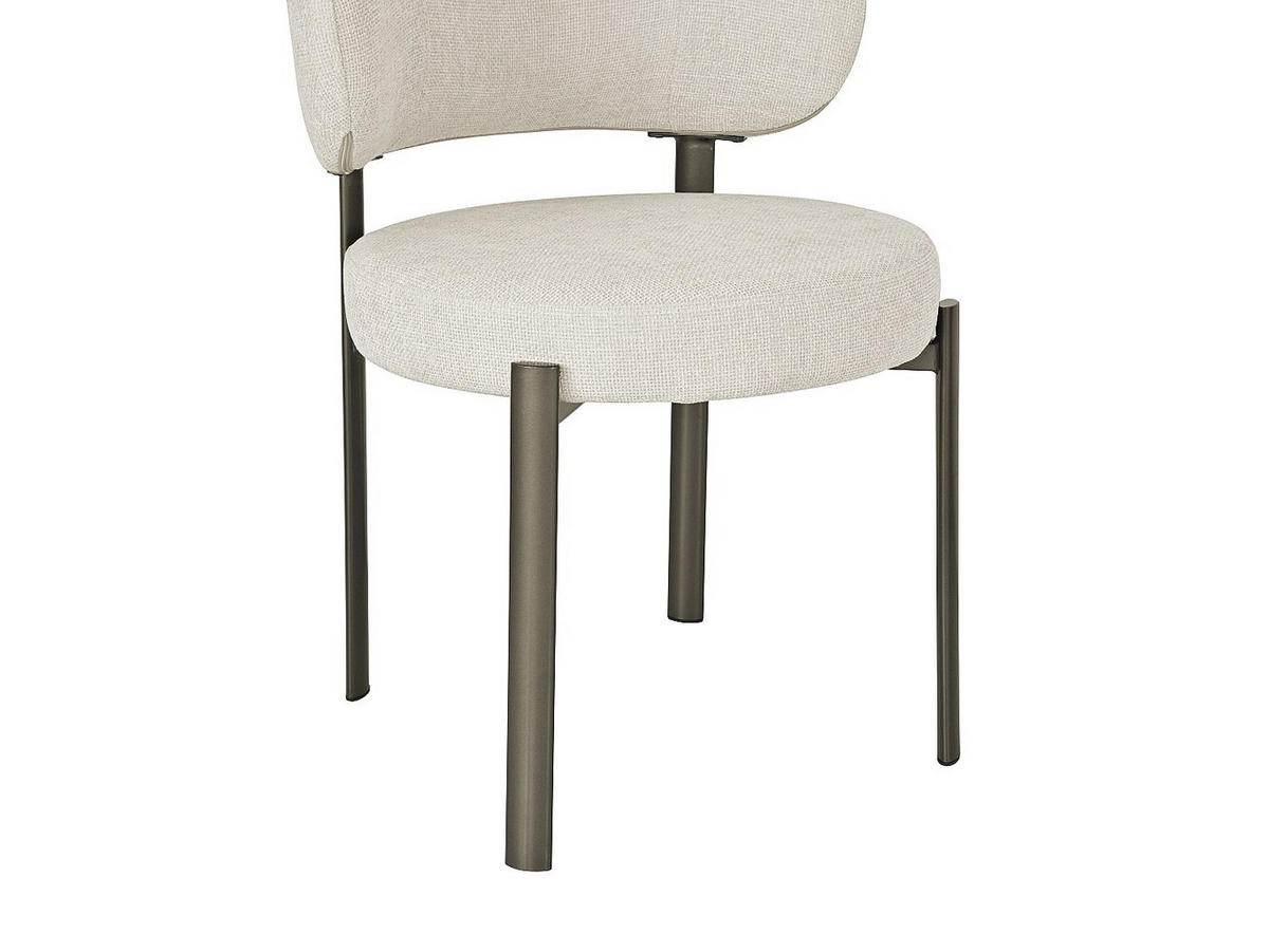 2ER-SET Stühle aus strukturiertem Stoff und Bronze-Metall - Creme - ASILOVA - Creme, Textil (55/78.5/60.5cm) - Vente-Unique