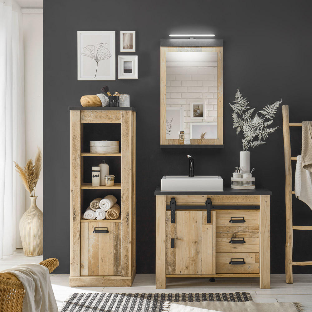 BADMÖBEL-SET 3-TLG. Shelton-61 - Braun, Holzwerkstoff (166/210/43cm) - Lomado