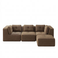 ECKSOFA 297/177/69 cm Braun Cord mit 1 Fußhocker - Braun, Textil (297/177cm) - Oxeza
