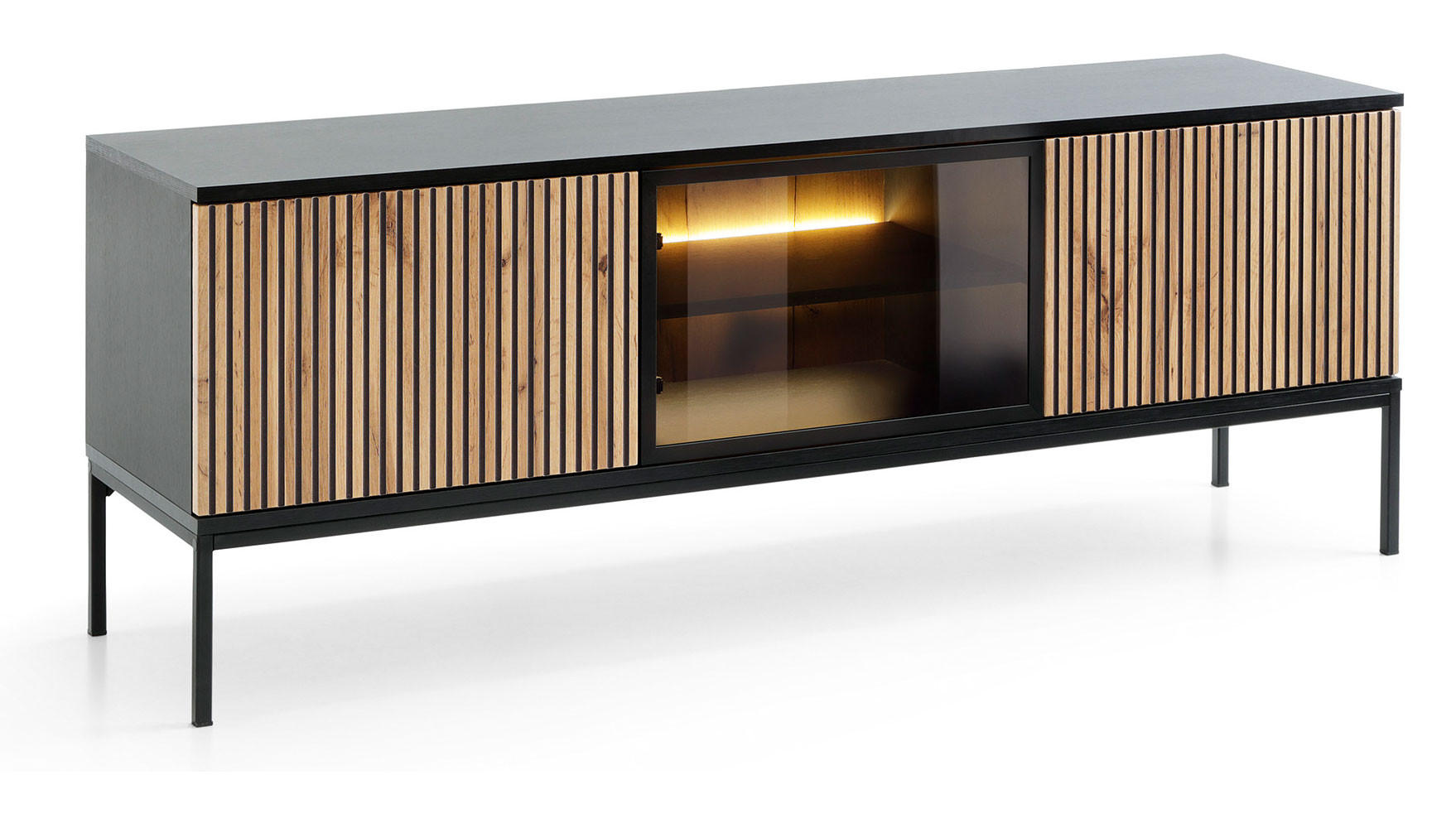 Feldmann-Wohnen Lowboard Schwarz 154x56x39 cm