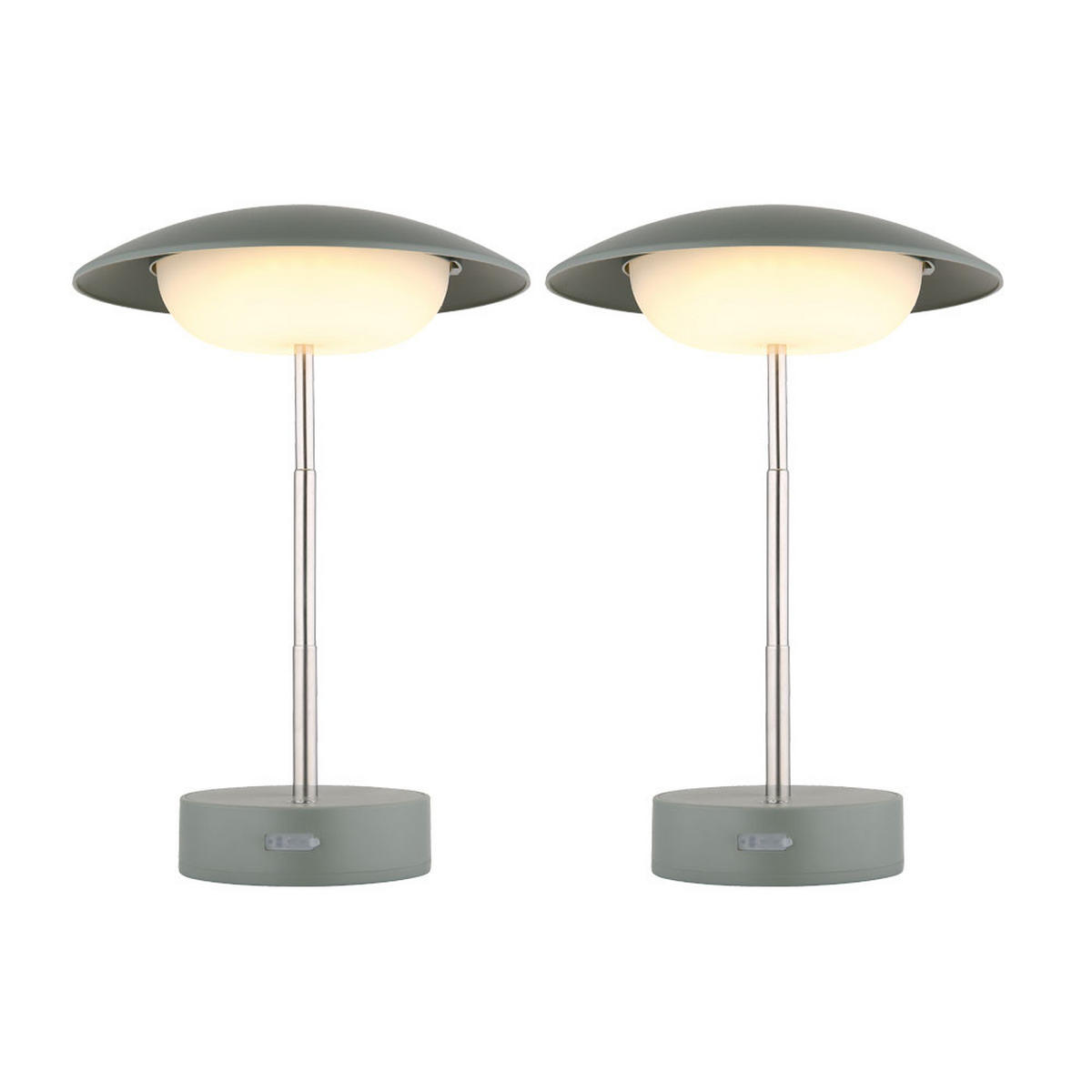 LED TISCHLEUCHTE Grün Opal 2er Set - Grün, Metall (18/18/26cm) - Globo Lighting