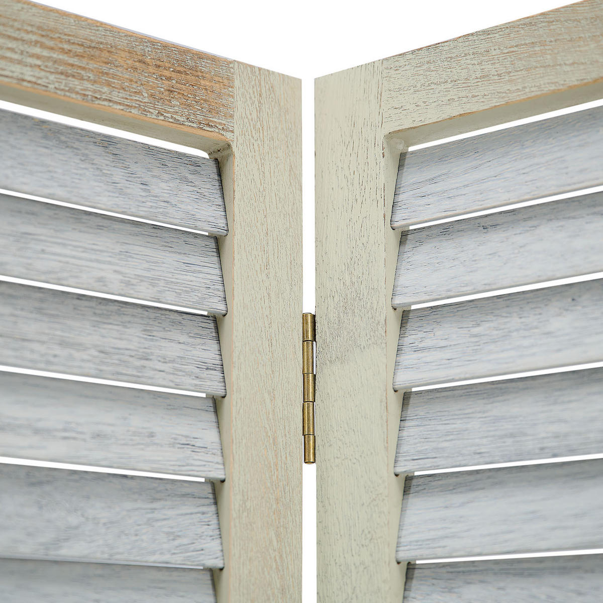 PARAVENT 3-tlg. 120/170 cm Weiß shabby washed - Weiß, Holz (120/170/2cm) - Homestyle4u