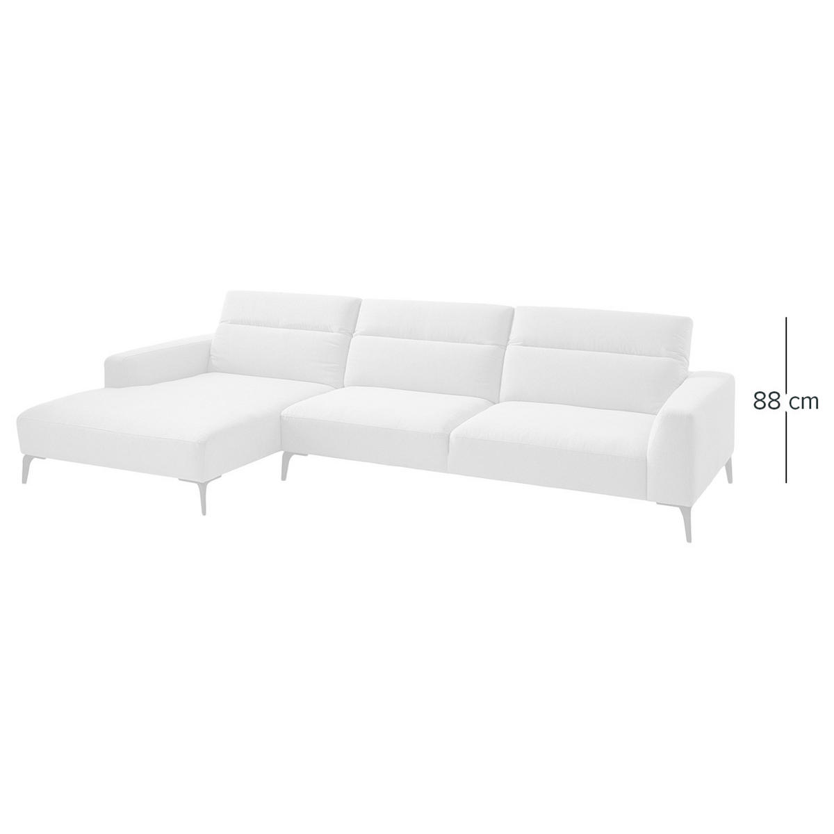 ECKSOFA mit Longchair - Beige/Schwarz, Textil/Metall (328/180cm) - home24