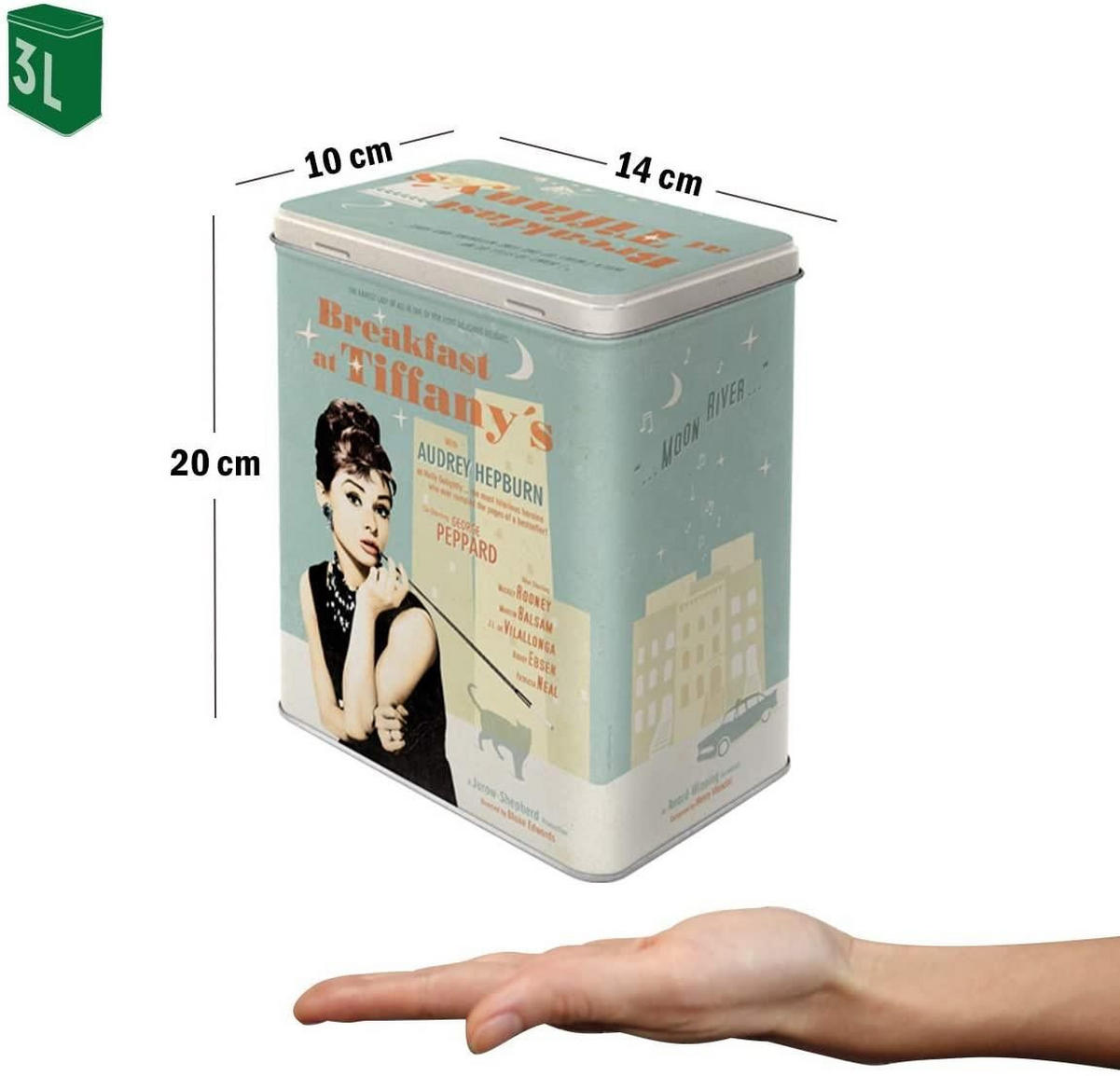 VORRATSDOSE L Celebrities Breakfast at Tiffany's Blue - Multicolor, Metall (14/20/10cm) - Nostalgic-Art