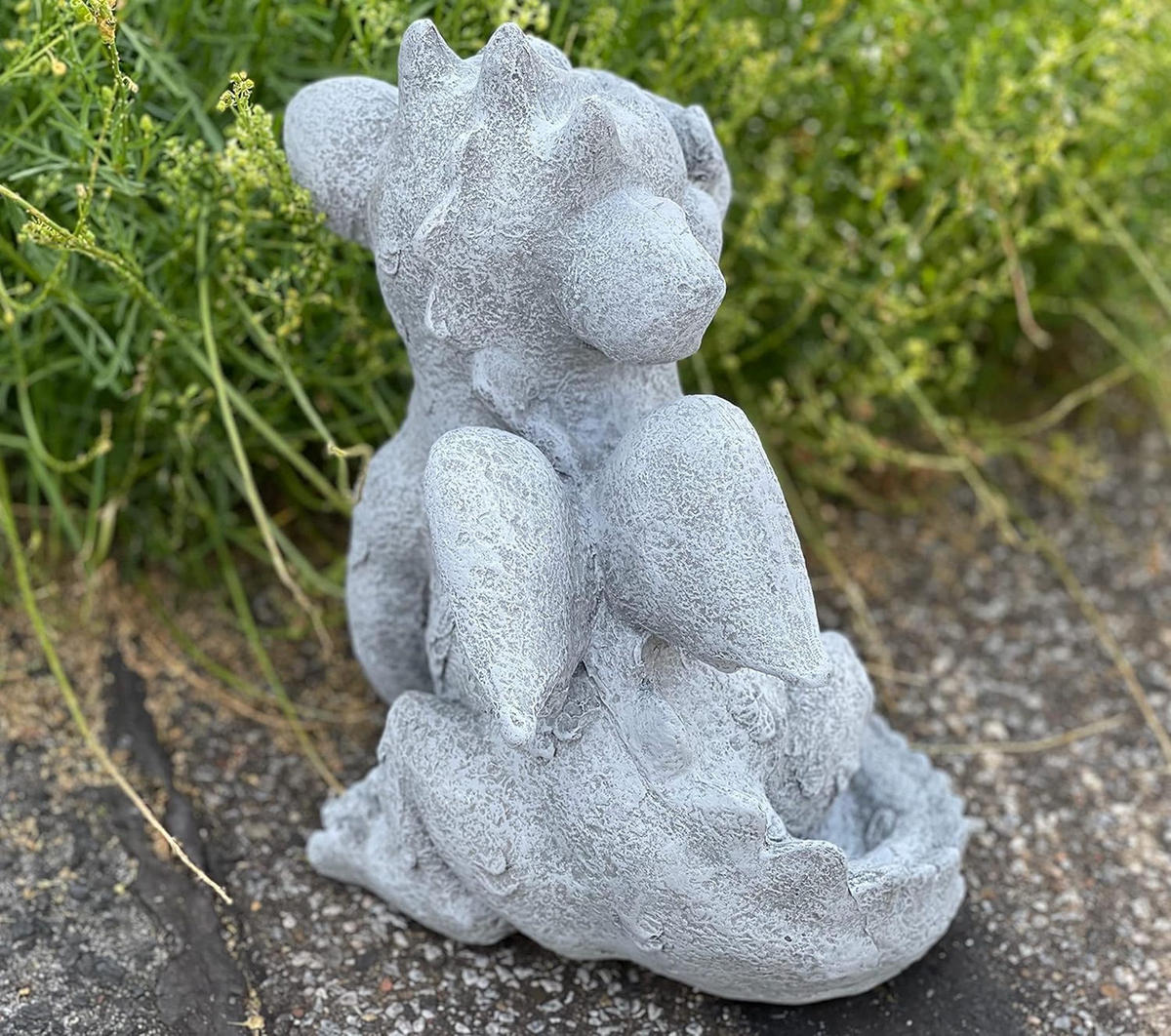 STEINFIGUR großer Drache Cristiano frostfest wetterfest Gartenfigur - Grau, Stein (22/28/21cm) - stoneandstyle