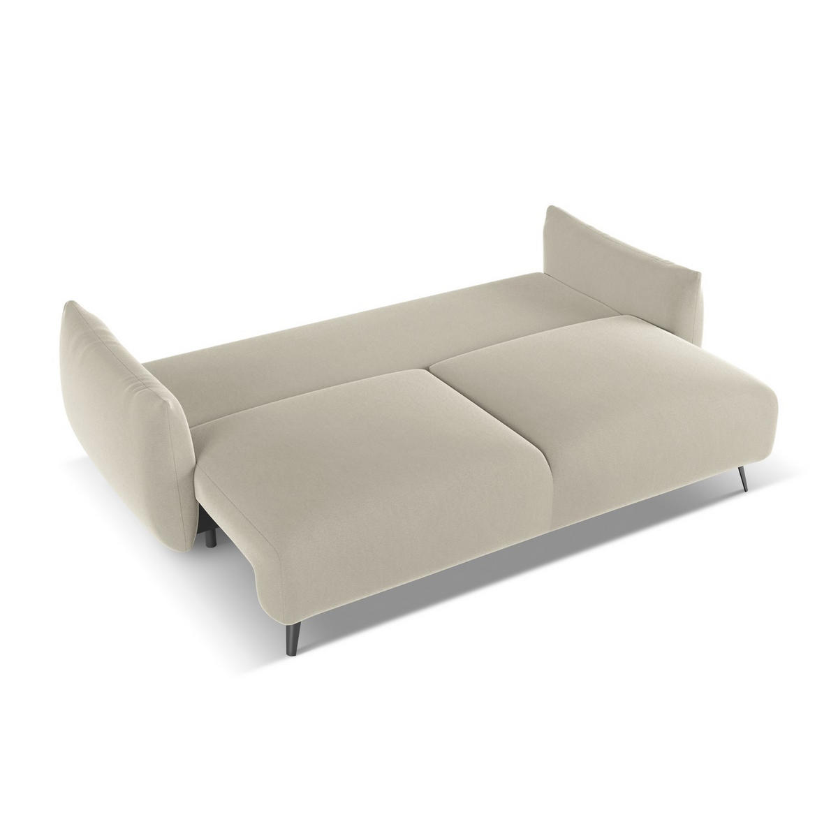 3-SITZER SOFA mit Schlaffunktion Samt Stoff Creme - Perlmutt/Creme, Textil/Metall (230/86/105cm) - LaMiaSofa