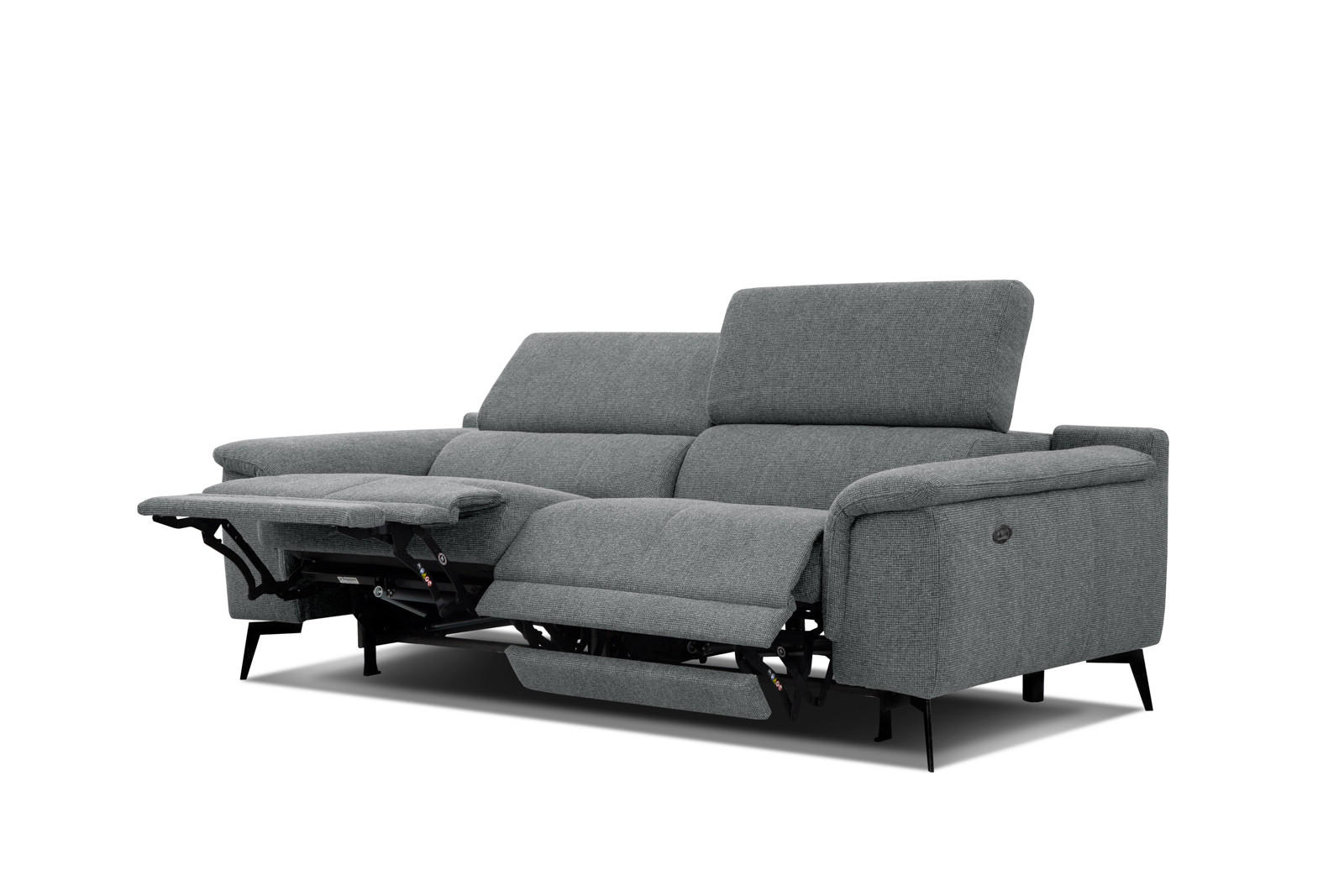 RELAXSOFA FIERO 3-Sitzer mit 2 Relaxfunktionen, grau - Schwarz/Grau, Holzwerkstoff/Textil (212/82/103cm) - Courtois Laville